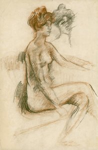 Study of a seated nude, left arm raised, c.1890